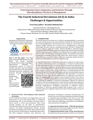 The Fourth Industrial Revolution I4.0 in India Challenges and Opportunities