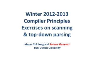 Winter 2012-2013 Compiler Principles Exercises on scanning &amp; top-down parsing
