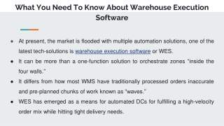 What You Need To Know About Warehouse Execution Software