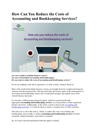 How Can You Reduce the Costs of Accounting and Bookkeeping Services?