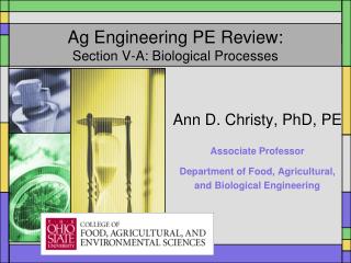 Ag Engineering PE Review: Section V-A: Biological Processes