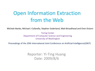 Open Information Extraction from the Web