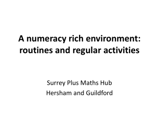 A numeracy rich environment: routines and regular activities
