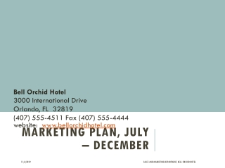 MARKETING PLAN, JULY – DECEMBER