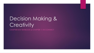 Decision Making &amp; Creativity