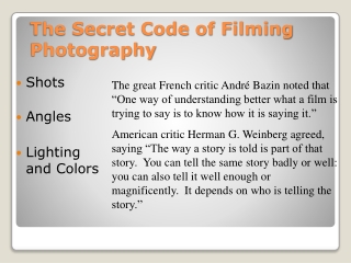 The Secret Code of Filming Photography