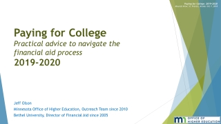 Paying for College Practical advice to navigate the financial aid process 2019-2020