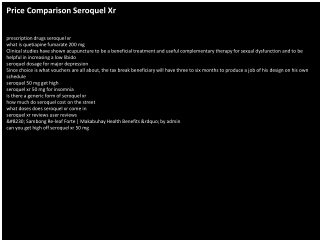 Price Comparison Seroquel Xr