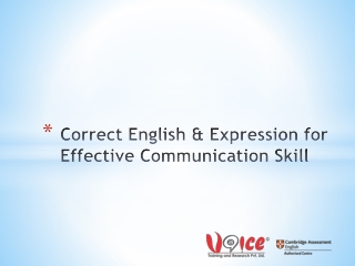 Correct English & Expression for Effective Communication Skill