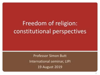 Freedom of religion: constitutional perspectives