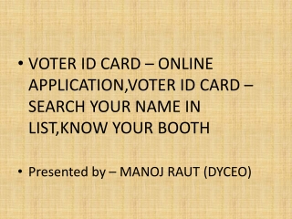 VOTER ID CARD – ONLINE APPLICATION,VOTER ID CARD – SEARCH YOUR NAME IN LIST,KNOW YOUR BOOTH