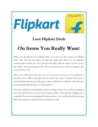 Loot Flipkart Deals on Items you Really Want