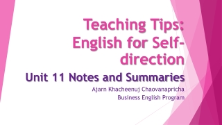Teaching Tips: English for Self-direction