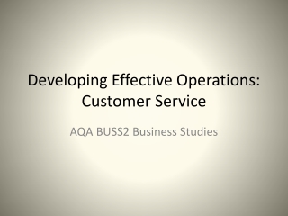 Developing Effective Operations: Customer Service