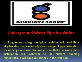 Underground Water Pipe Insulation