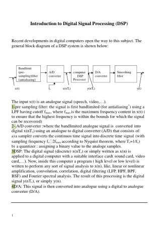 Introduction to Digital Signal Processing (DSP)