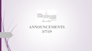 ANNOUNCEMENTS 3/7/19