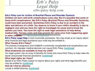 Erb's Palsy Law for victims of Brachial Plexus and Shoulder Dystocia