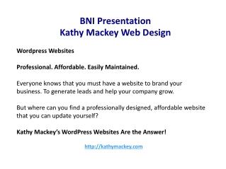 BNI Presentation Kathy Mackey Web Design