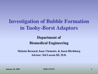 Investigation of Bubble Formation in Tuohy-Borst Adaptors