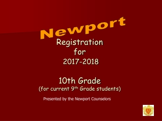 Registration for 2017-2018 10th Grade (for current 9 th Grade students)