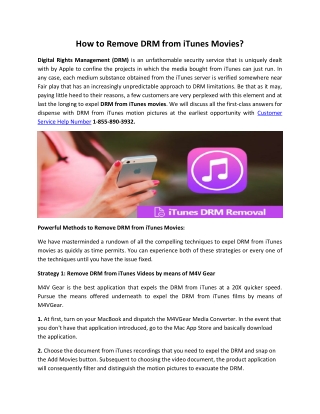 How to Remove DRM from iTunes - Call 1-855-890-3932