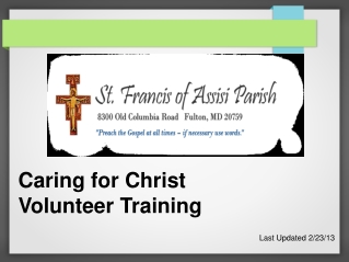 Caring for Christ 
Volunteer Training