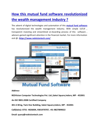How this mutual fund software revolutionized the wealth management industry ?