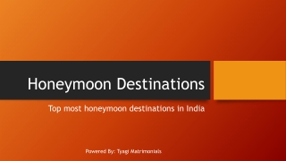 Honeymoon Destinations