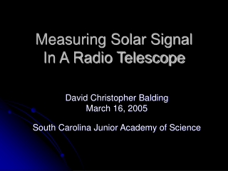 Measuring Solar Signal In A Radio Telescope