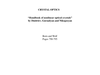 CRYSTAL OPTICS