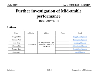 Further investigation of Mid-amble performance