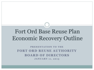 Fort Ord Base Reuse Plan Economic Recovery Outline