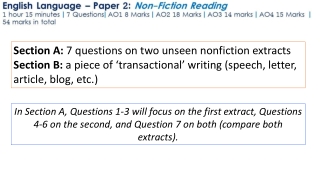 Section A: 7 questions on two unseen nonfiction extracts