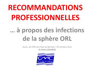 RECOMMANDATIONS PROFESSIONNELLES