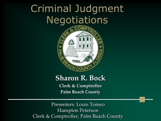 Criminal Judgment Negotiations