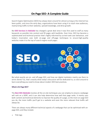 On Page SEO -A Complete Guide