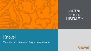 Knovel Your trusted resource for Engineering answers