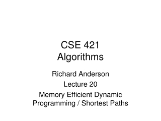 CSE 421 Algorithms