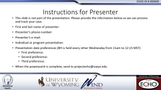 Instructions for Presenter