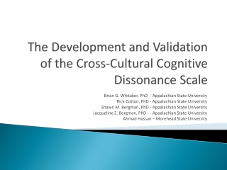 The Development and Validation of the Cross-Cultural Cognitive Dissonance Scale
