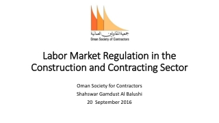 Labor Market Regulation in the Construction and Contracting Sector