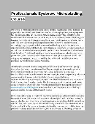 Professionals Eyebrow Microblading Course