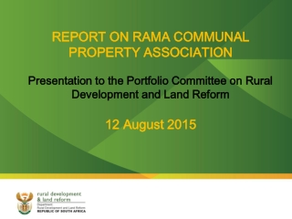 REPORT ON RAMA COMMUNAL PROPERTY ASSOCIATION