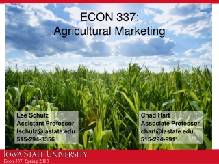 ECON 337: Agricultural Marketing