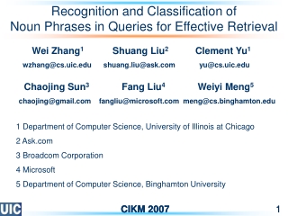 Recognition and Classification of Noun Phrases in Queries for Effective Retrieval