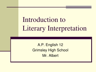 Introduction to Literary Interpretation