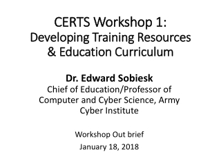 CERTS Workshop 1: Developing Training Resources &amp; Education Curriculum