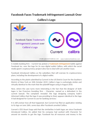 Facebook Faces Trademark Infringement Lawsuit Over Calibra’s Logo