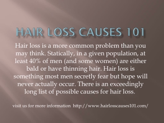 Hair loss causes 101